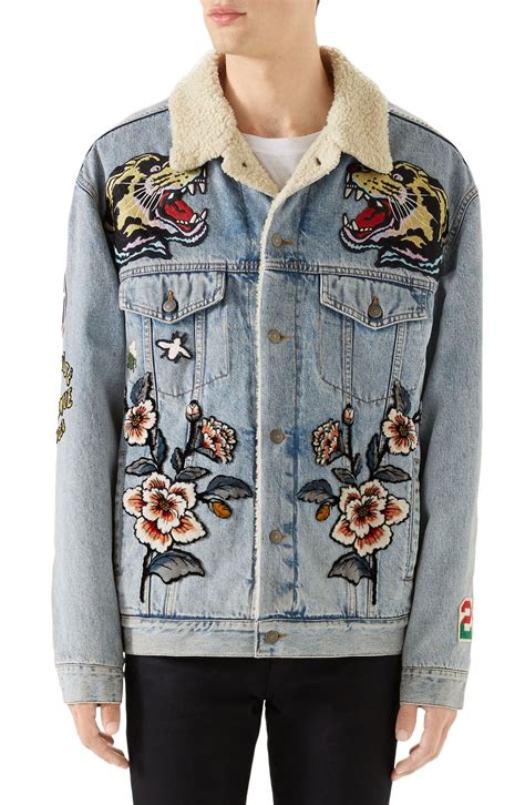 gucci ra jean jacket with designs|gucci denim jacket men's.